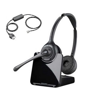 Plantronics CS520 Binaural Over-the-head Wireless Headset and *Electronic Hook Switch